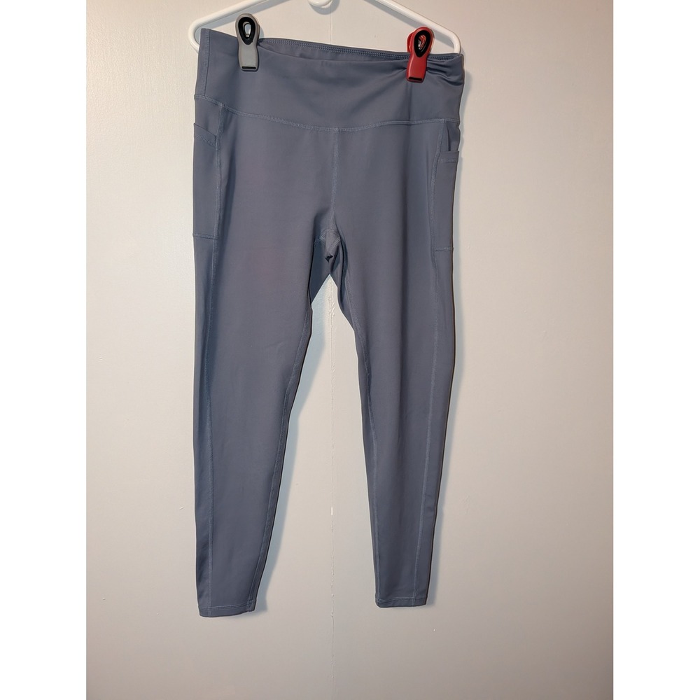 Unbranded Women 2XL Blue Gray High Waisted Athletic Leggings with Side Pockets